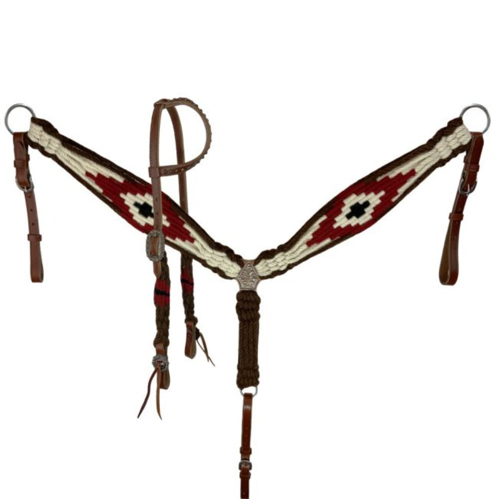 Showman Corded One Ear Headstall and Breast Collar Set
