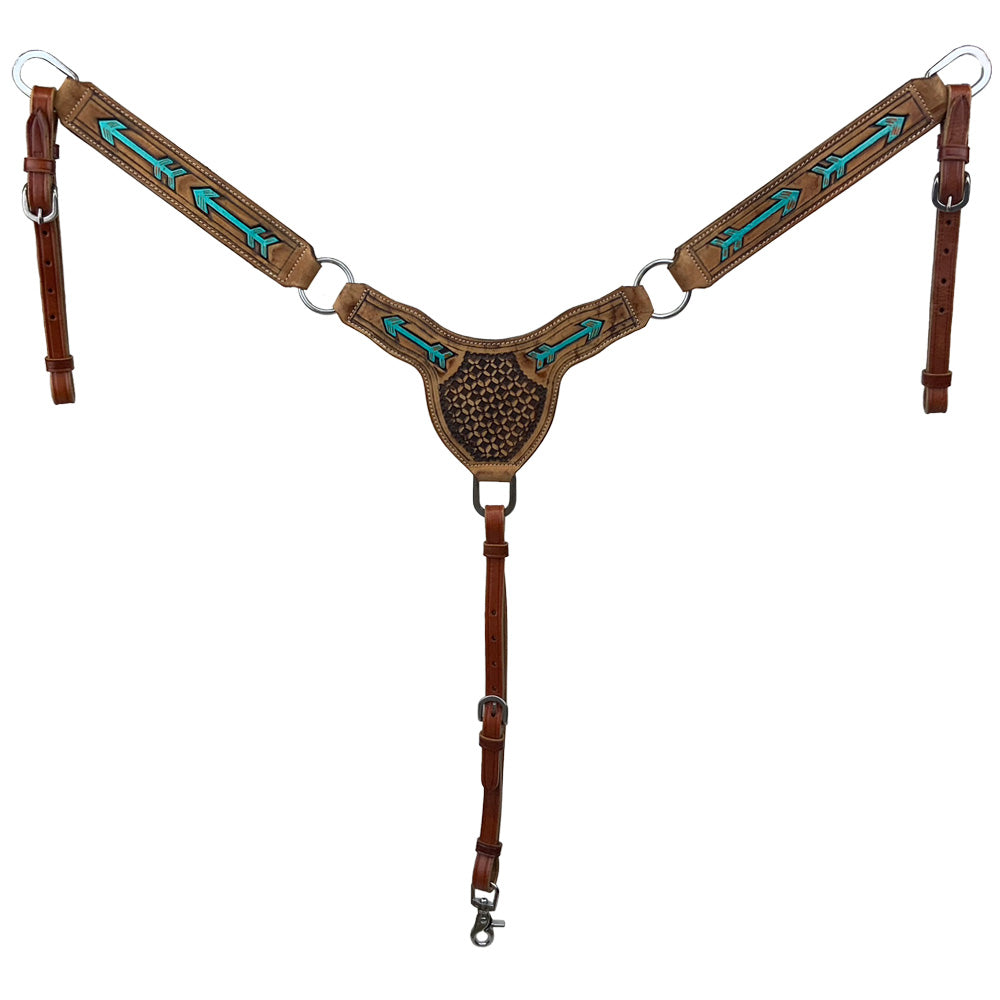 Teal Arrows Browband Headstall and Breastcollar