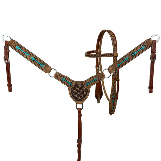 Teal Arrows Browband Headstall and Breastcollar