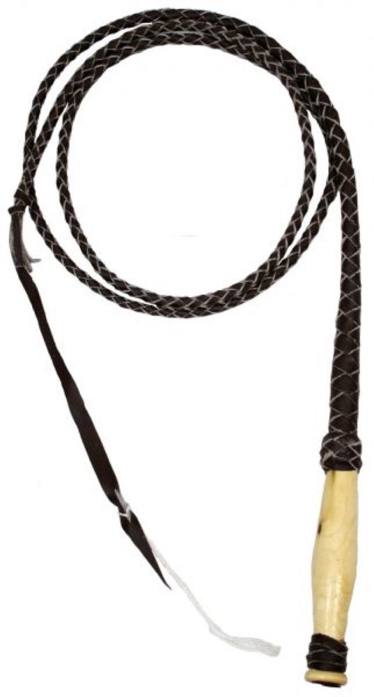 10' Leather Braided Bull Whip w/ Wooden handle
