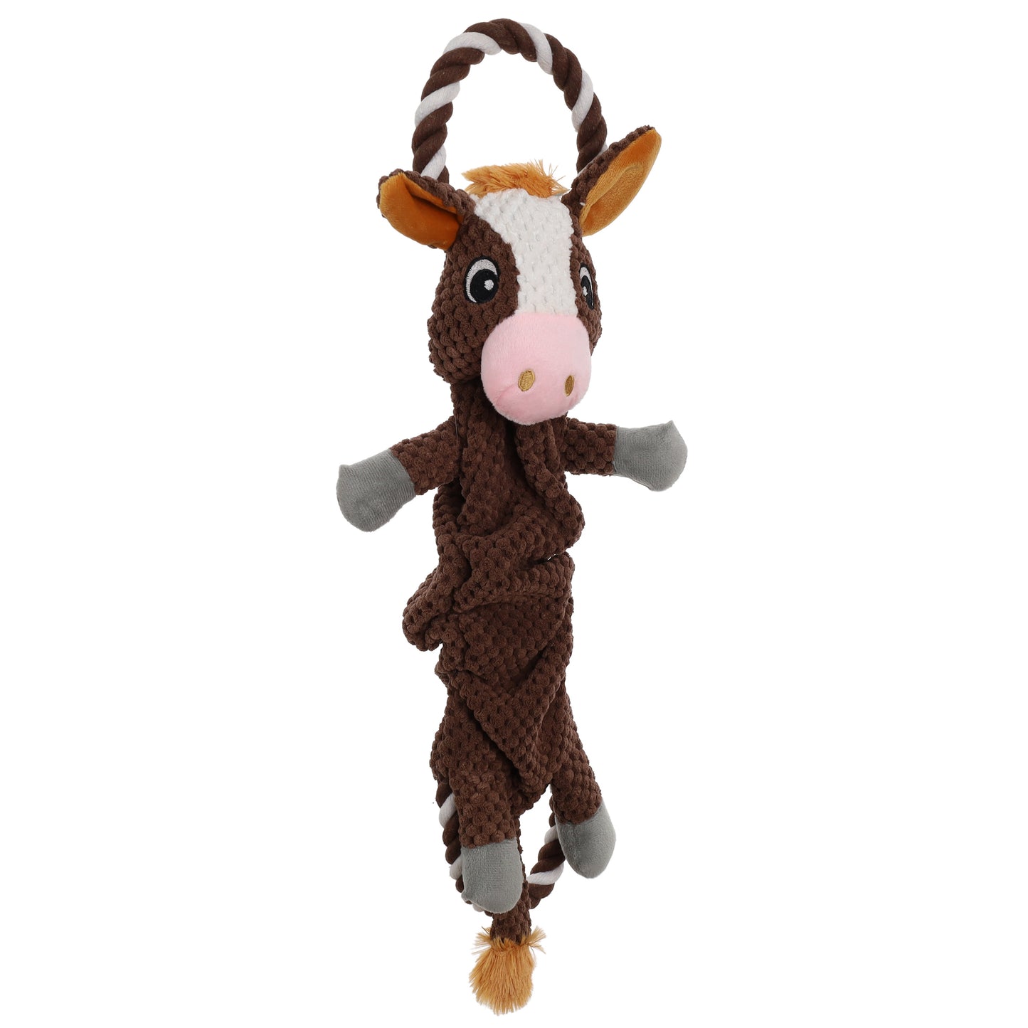 Cowboy Pals Plush Squeaky Crinkle Rope Dog Toy