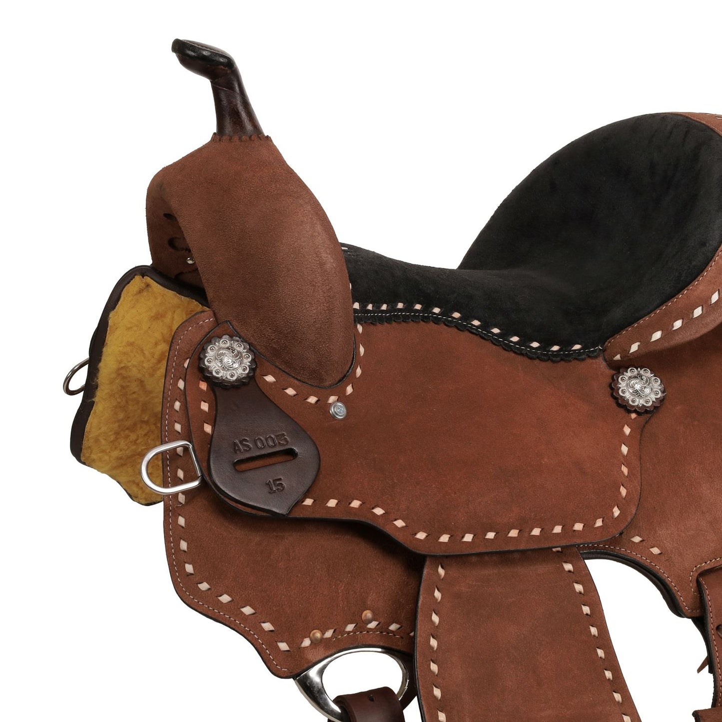 Mocha Roughout Barrel Style Saddle - 15 Inch