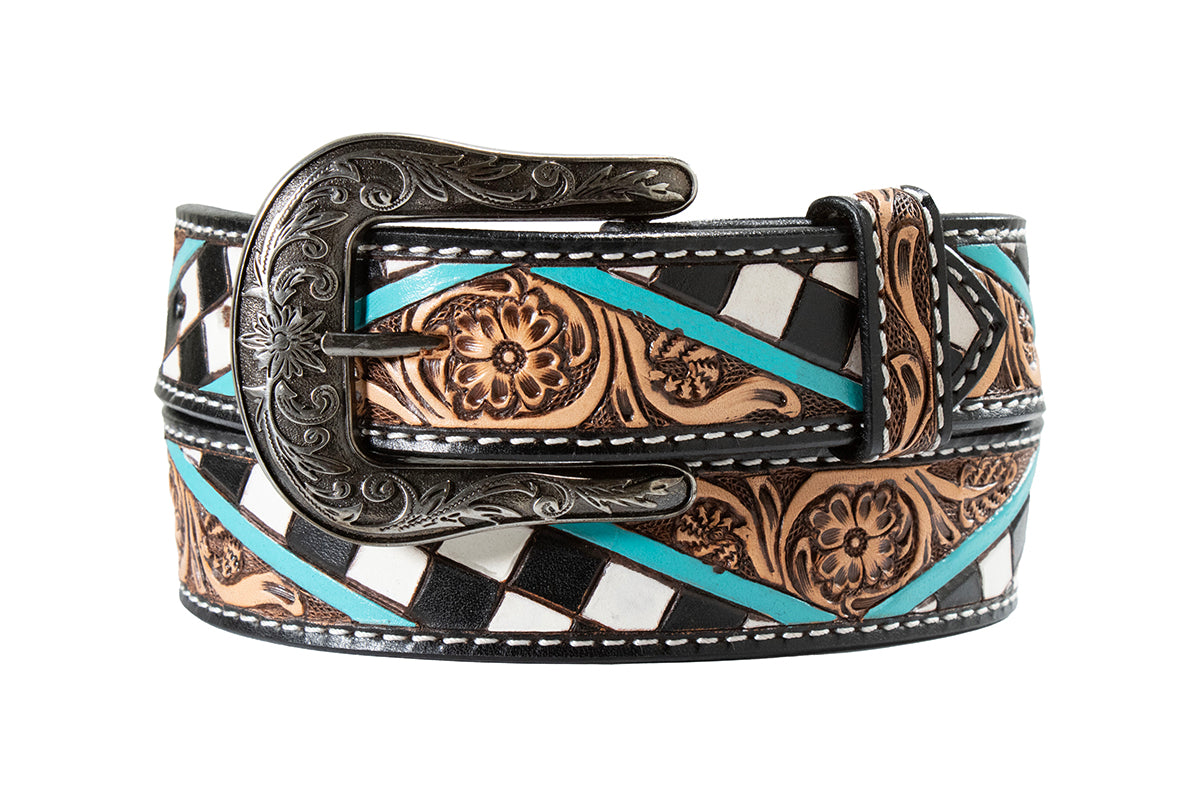 Angel Ranch Ladies Belt 1 1/2 Checkerboard Multicolor