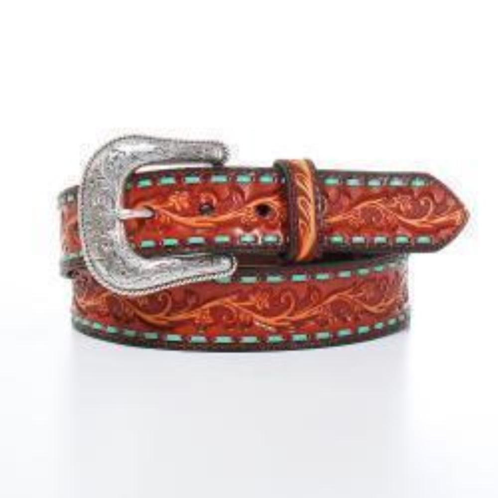 Women's Ariat Tooled Floral Belt w/ Removeable buckle