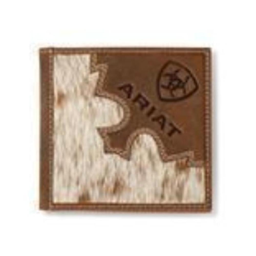 Ariat Large Bifold Wallet w/ Brindle calf hair