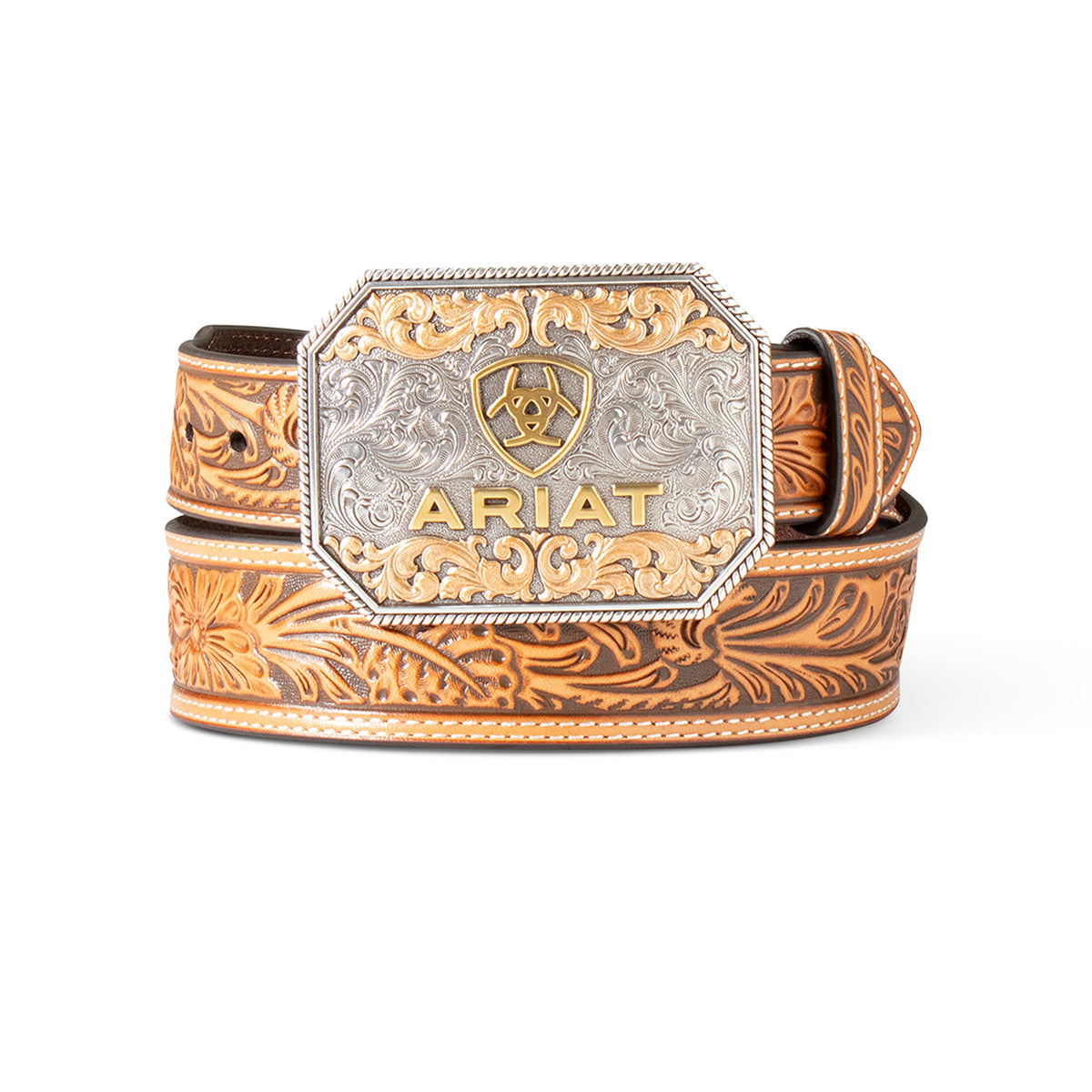 Men's Ariat Floral Tooled Belt w/ Buckle