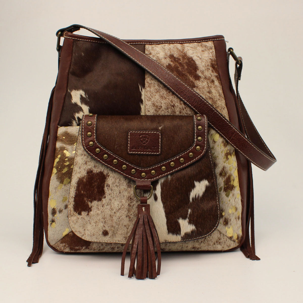 Ariat Brown Shoulder Bag w/ Calf hair Gun pocket
