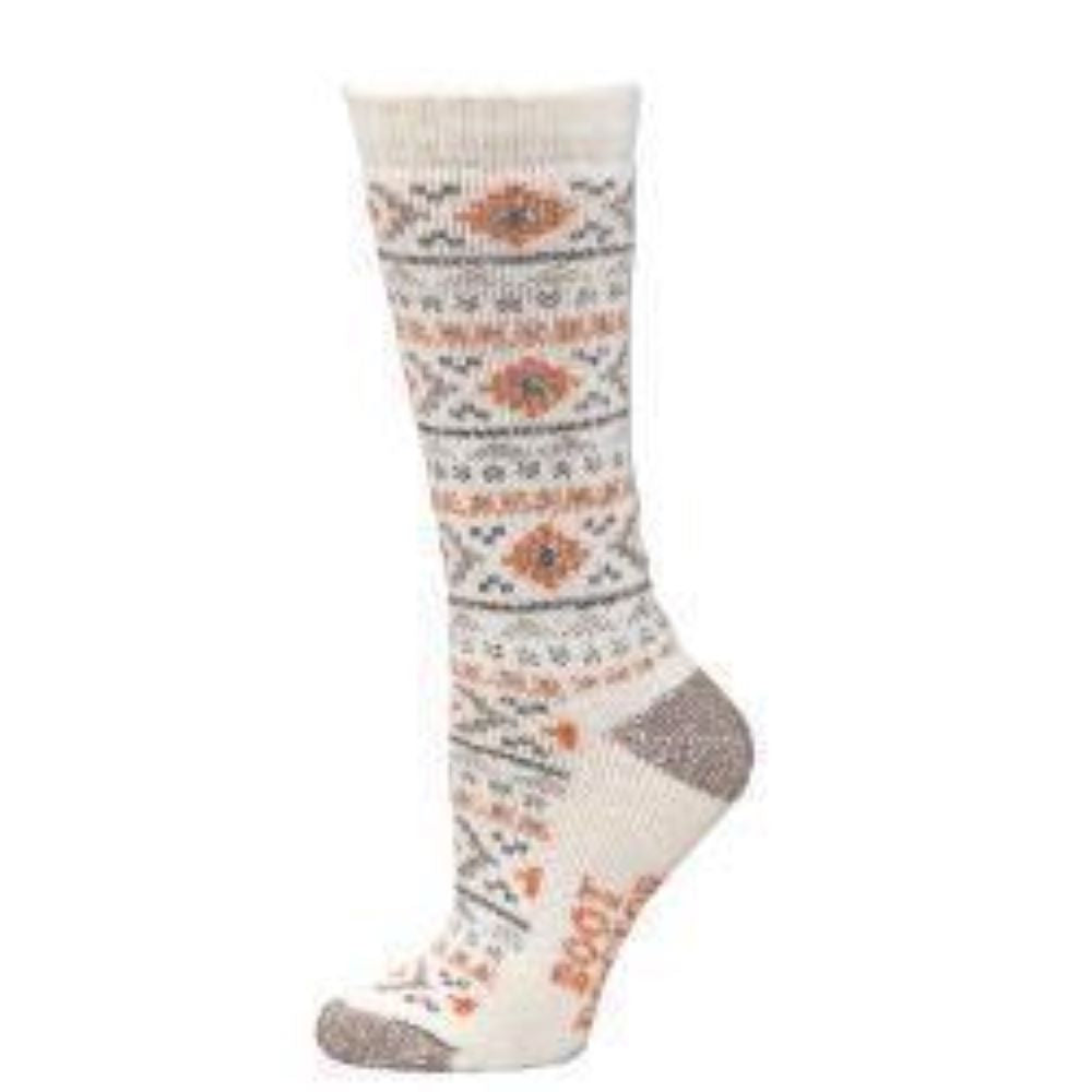Boot Doctor Ladies Sock Crew Merino Taupe Aztec