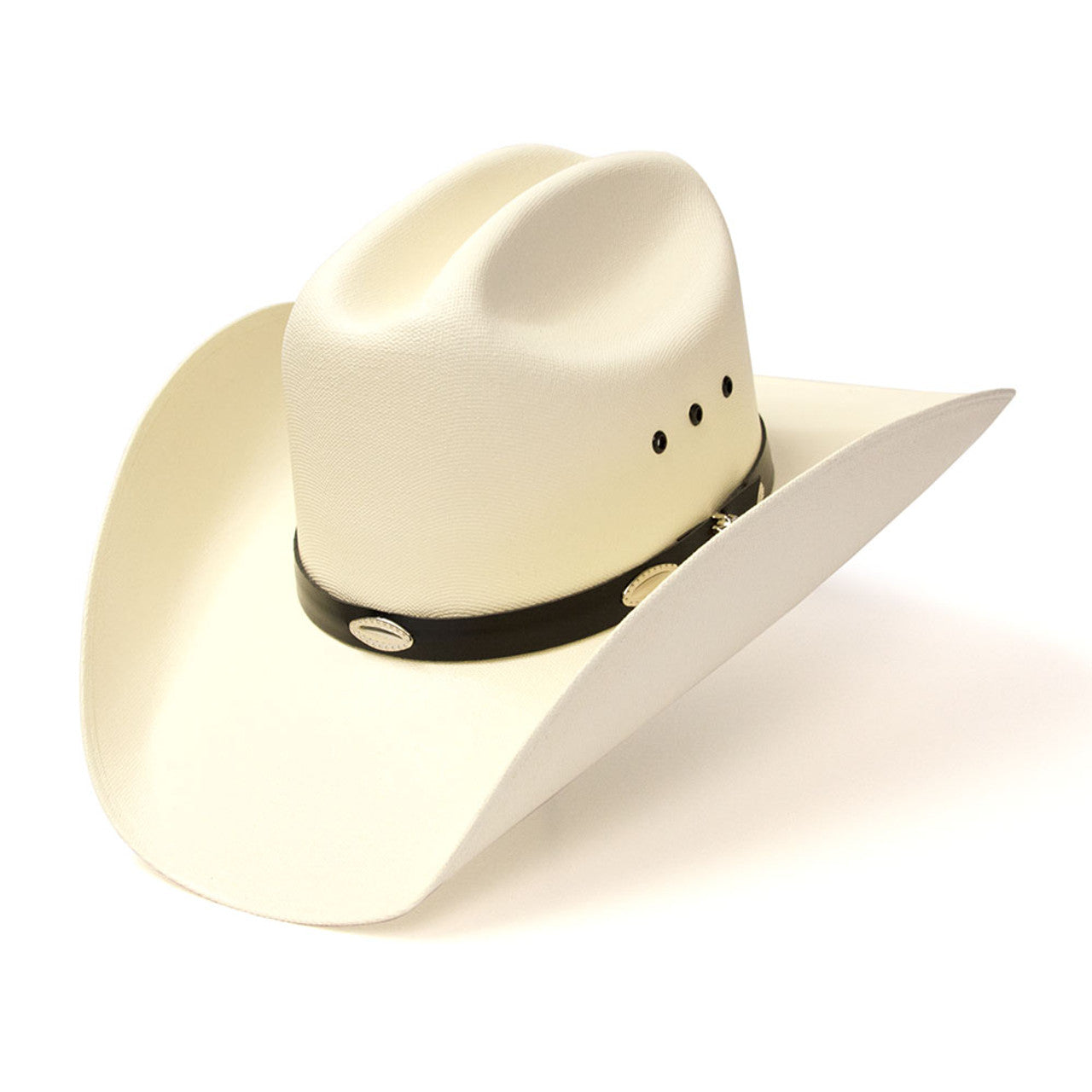 Kids Natural Straw Cattleman Cowboy Hat w/ Silver Concho Hat Band