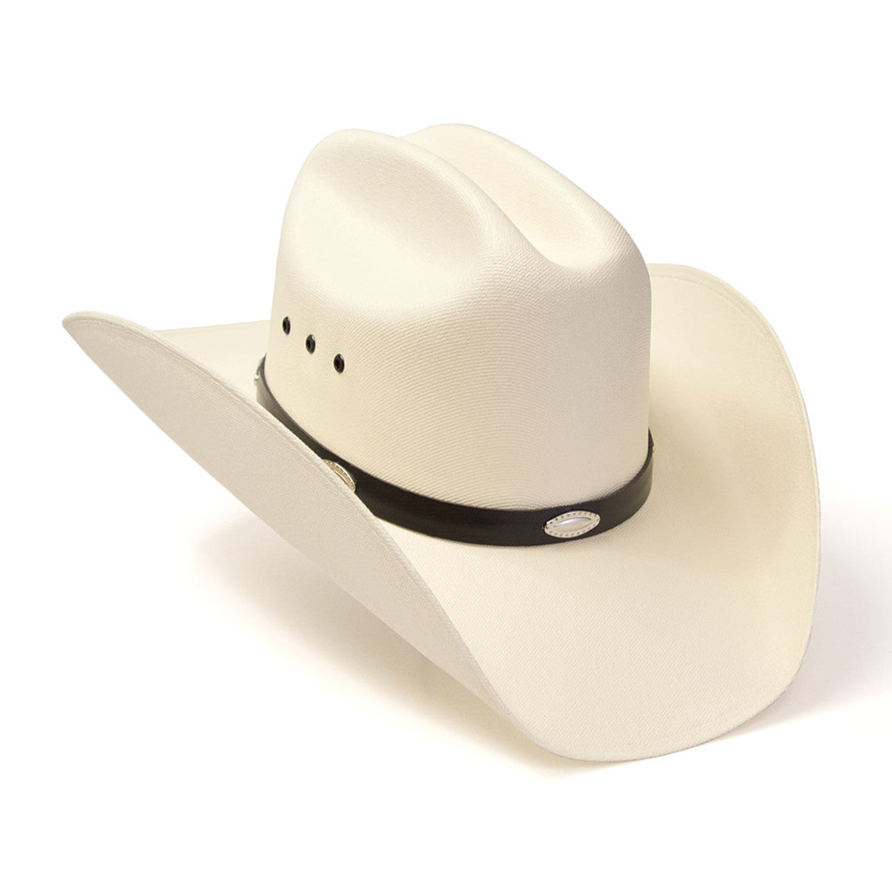 Kids Natural Straw Cattleman Cowboy Hat w/ Silver Concho Hat Band