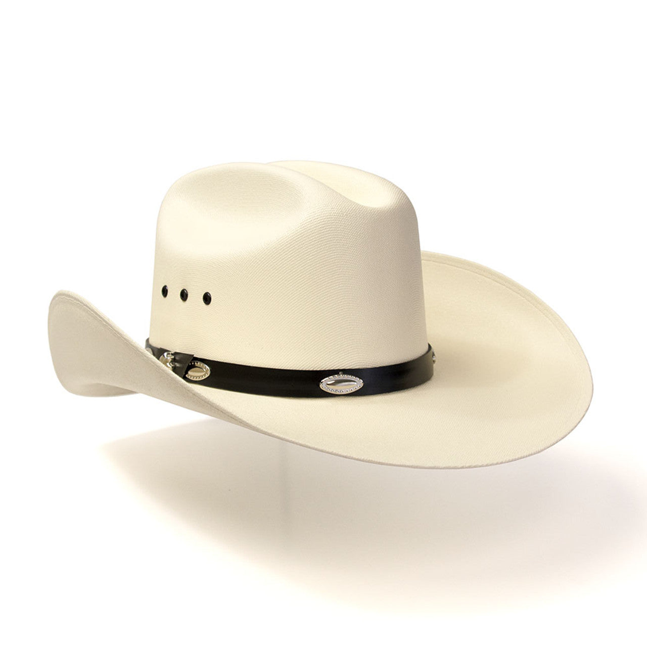 Kids Natural Straw Cattleman Cowboy Hat w/ Silver Concho Hat Band