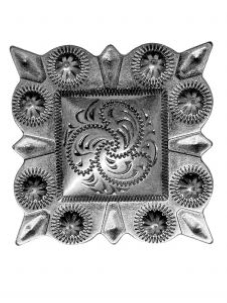 Silver Engraved Square Concho w/ Screw