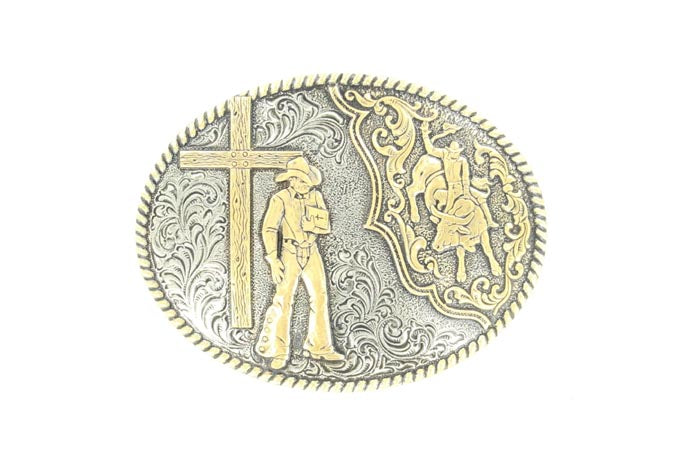 Cowboy Prayer & Bull Rider Belt Buckle