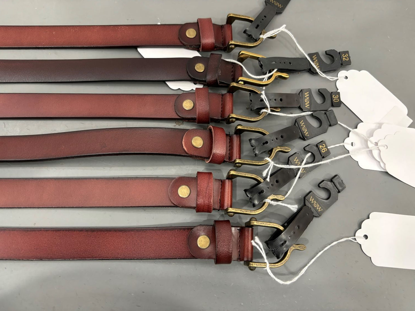 7/8" Leather English Belt with Brass Spur Buckle - Havana