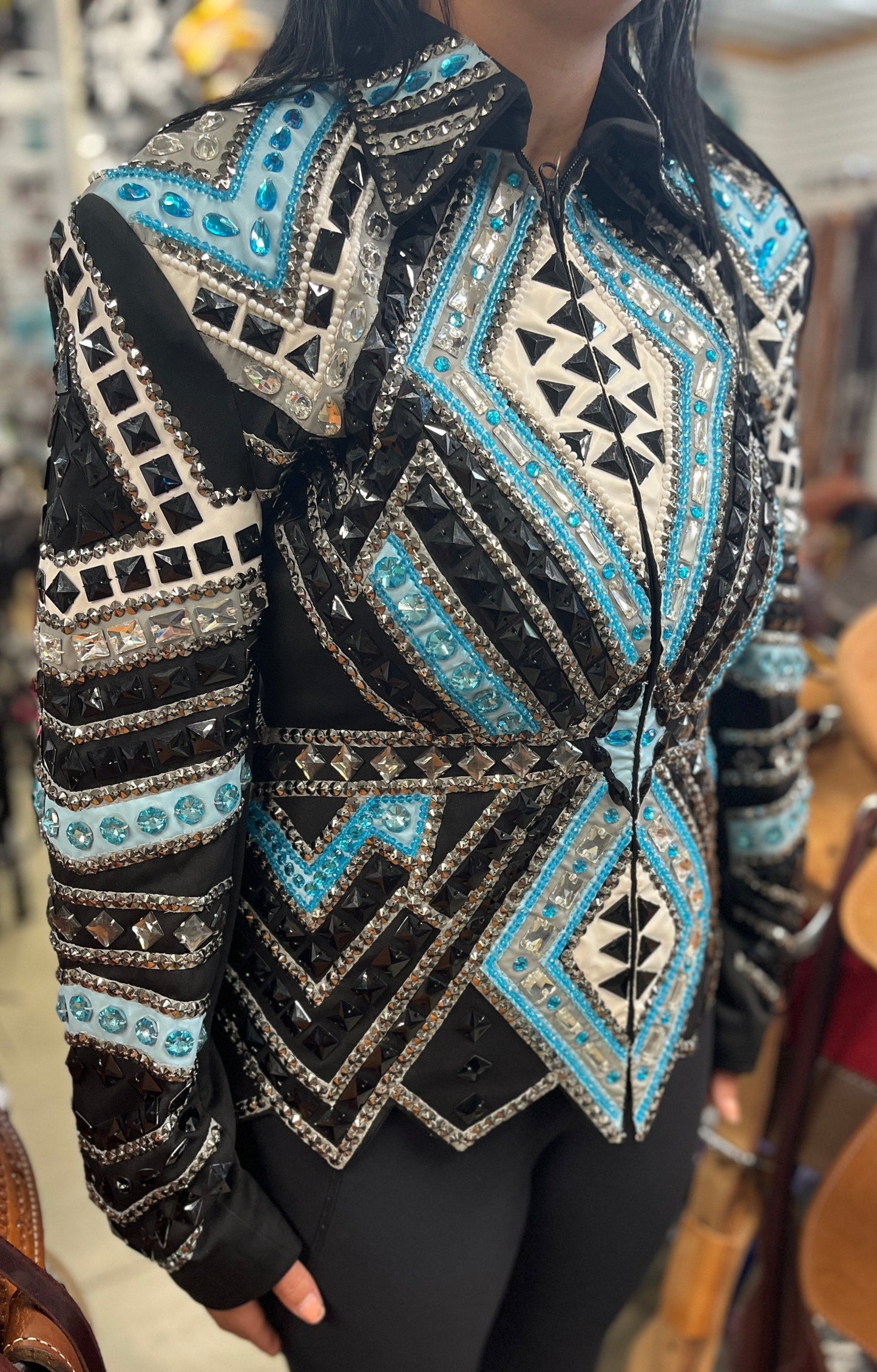 Royal Highness Blue & Black Show Jacket, Size Medium