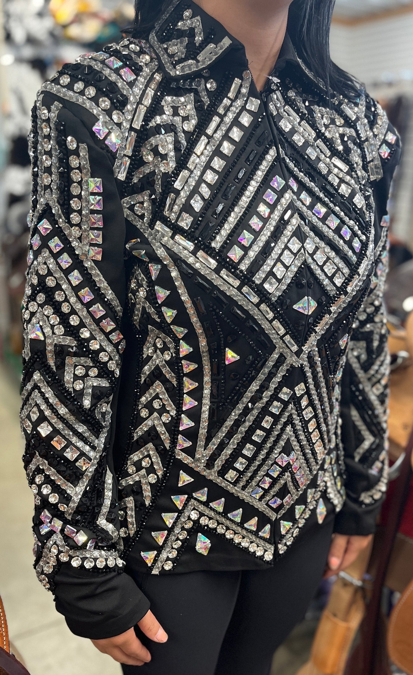Royal Highness Black & Silver Show Jacket, Size Medium