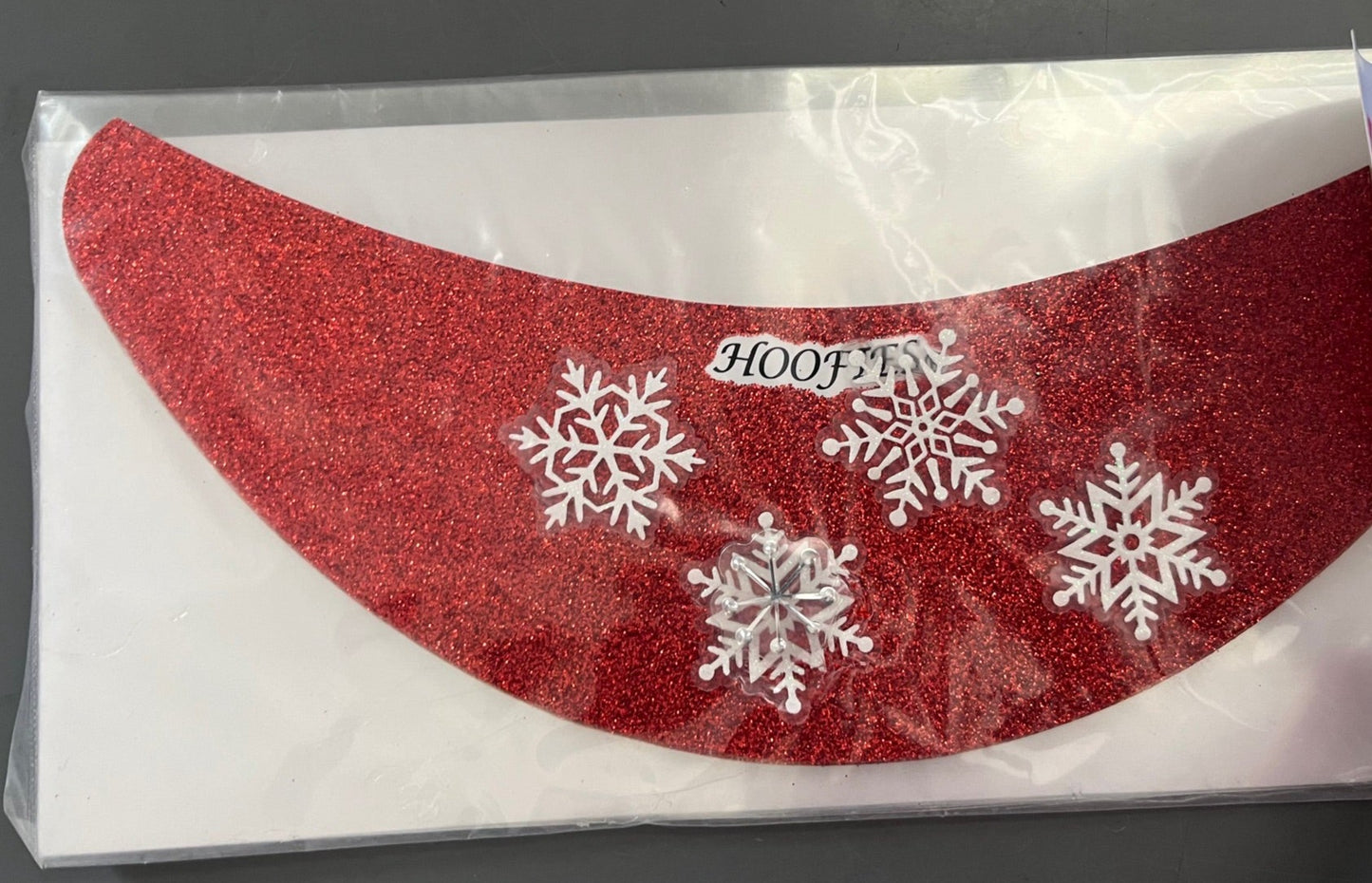 Set of 4 Red Glitter Hoofies w/ Snowflakes