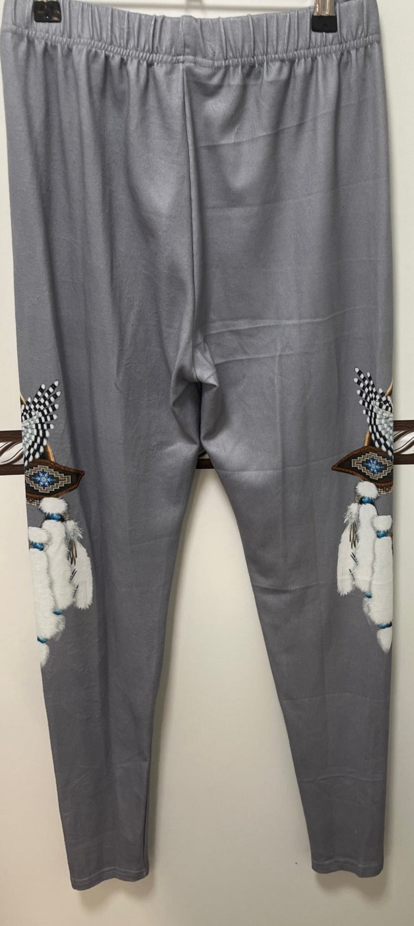 Women's Grey Leggings w/ Owl Aztec design