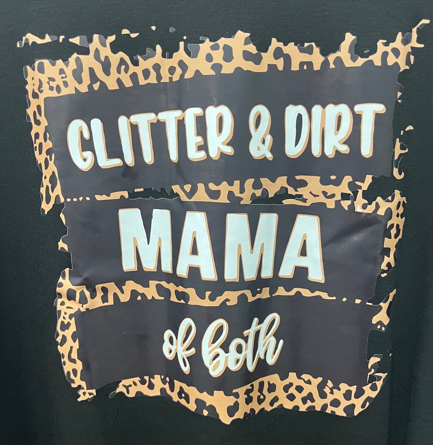 Women's Black 'Glitter & Dirt Mama' Shirt, Size XL