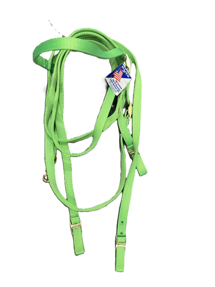 Ronmar Nylon Bridle & Reins Lime Green Horse Size