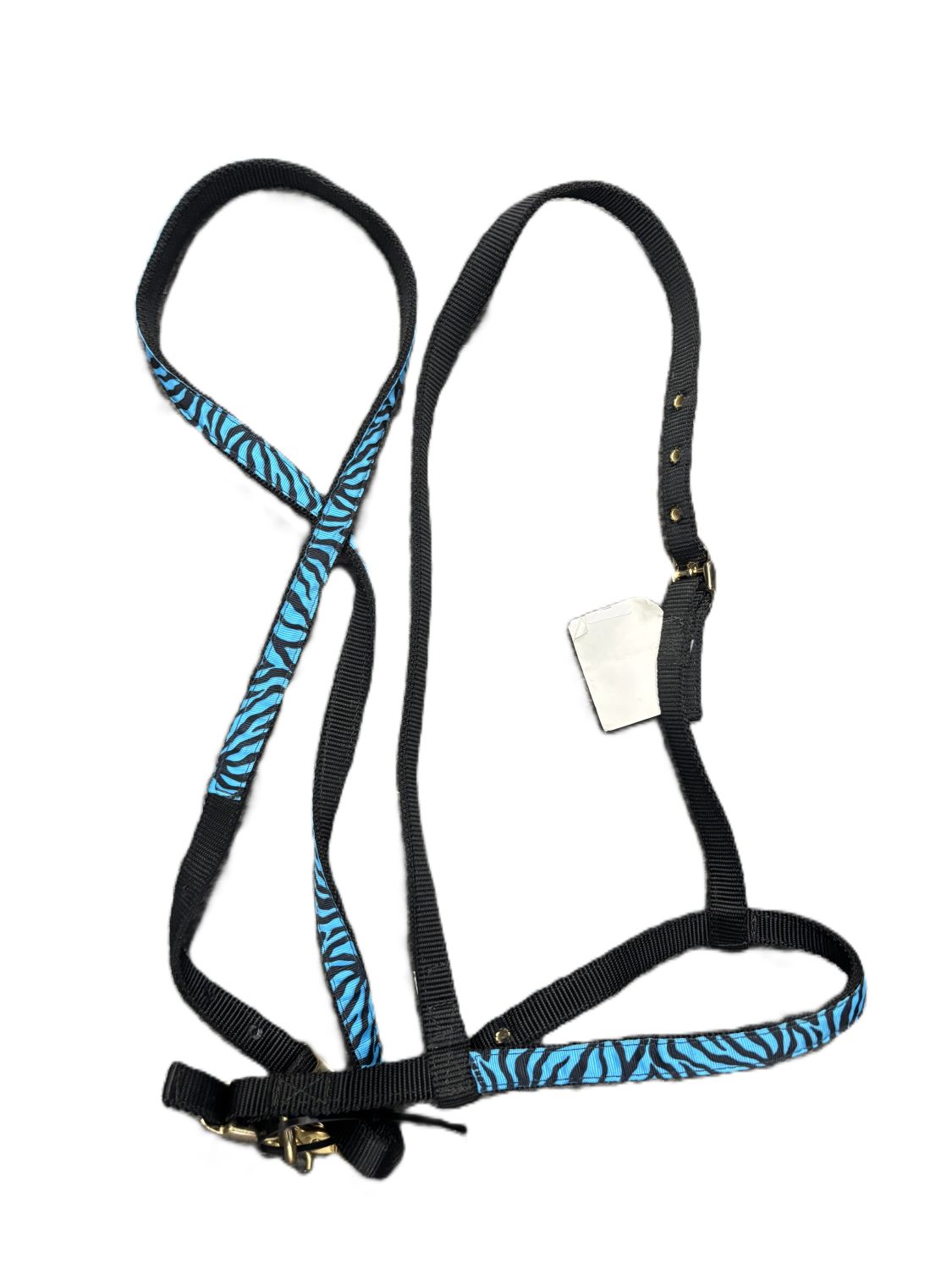 Ronmar Noseband Tiedown Black Teal Zebra Horse Sz