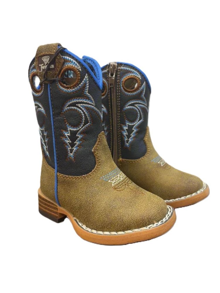Twister Toddler Ben Navy Blue & Brown Cowboy Boots