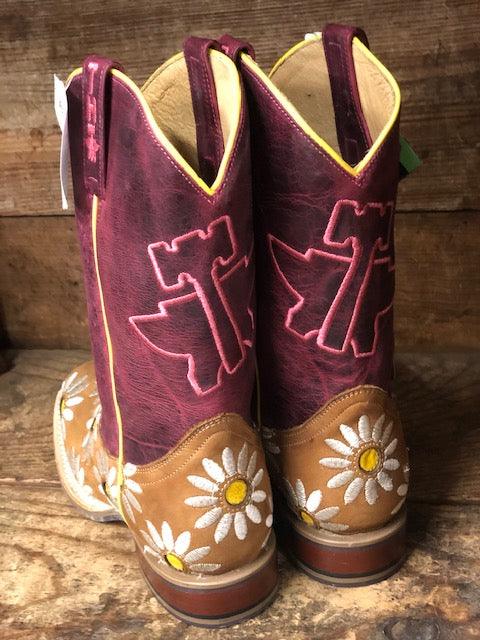 Youth girl's Tin Haul 'Lil Blossom' Cowboy Boots w/ Bumblebee sole