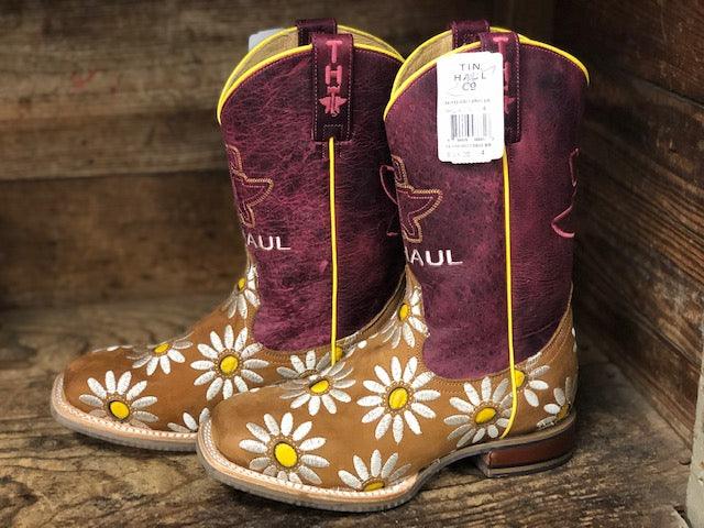 Youth girl's Tin Haul 'Lil Blossom' Cowboy Boots w/ Bumblebee sole