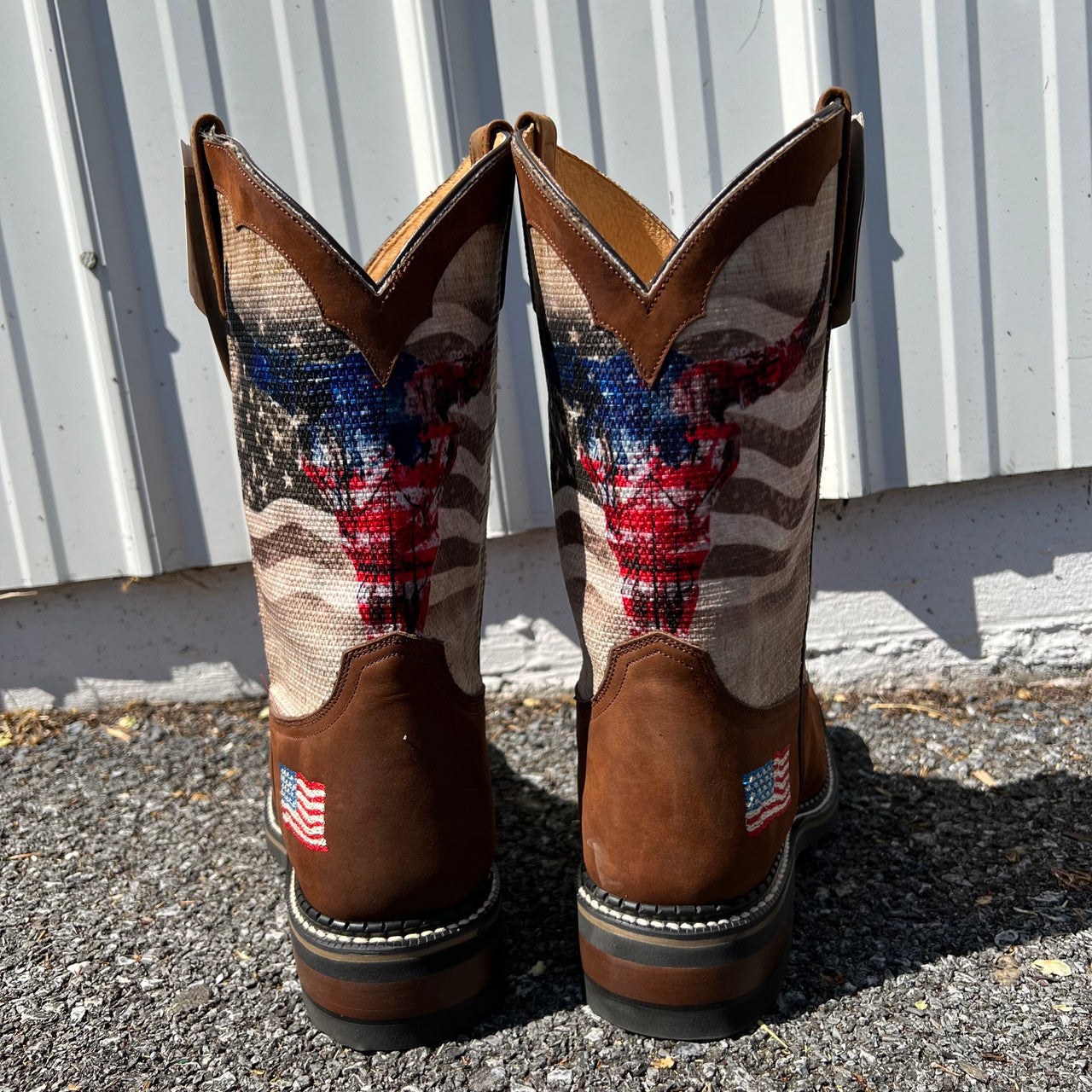 SALE Men's Roper Patriotic Skull Western Cowboy Boots