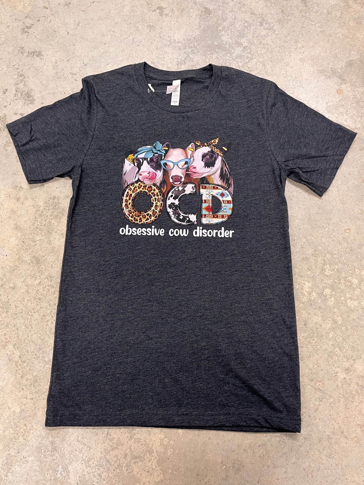 Gray 'OCD' Cow T-Shirt