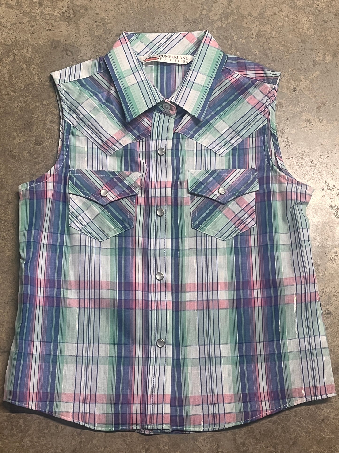 Cumberland Outfitters Girl's Turquoise Sleeveless Shirt Small