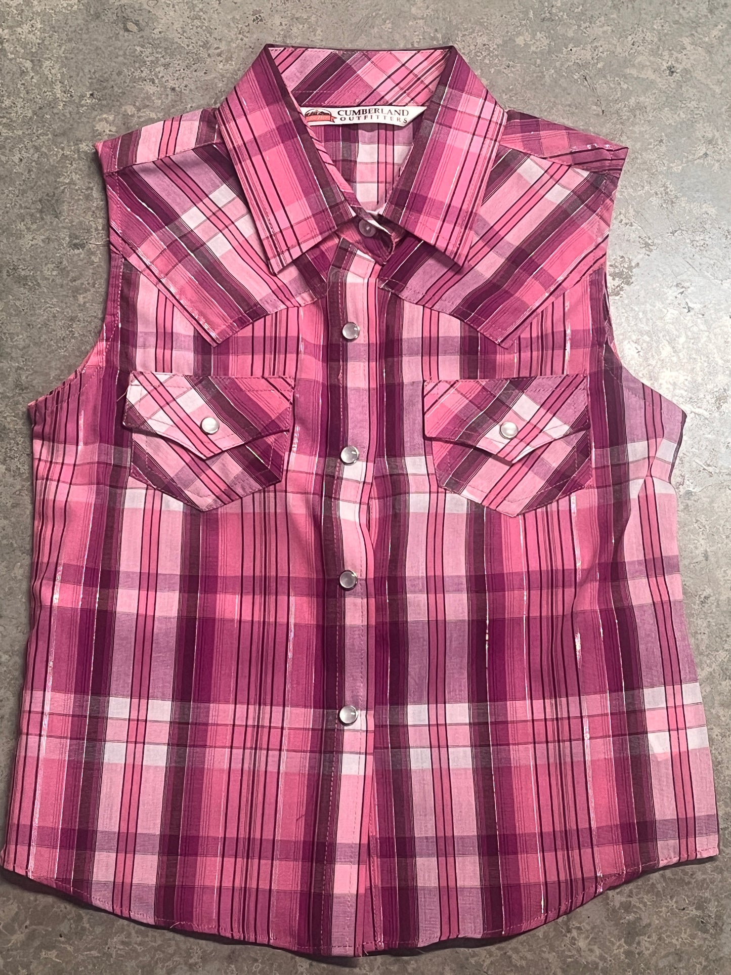 Cumberland Outfitters Girl's Dark Pink & Pink Sleeveless Shirt