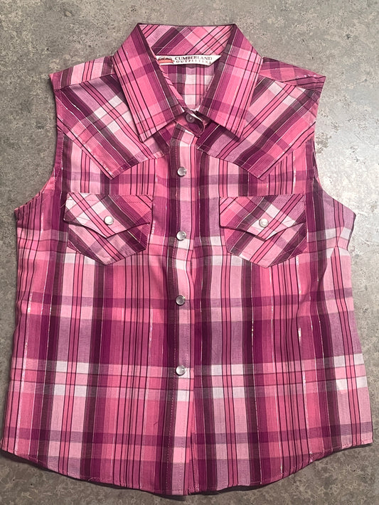 Cumberland Outfitters Girl's Dark Pink & Pink Sleeveless Shirt