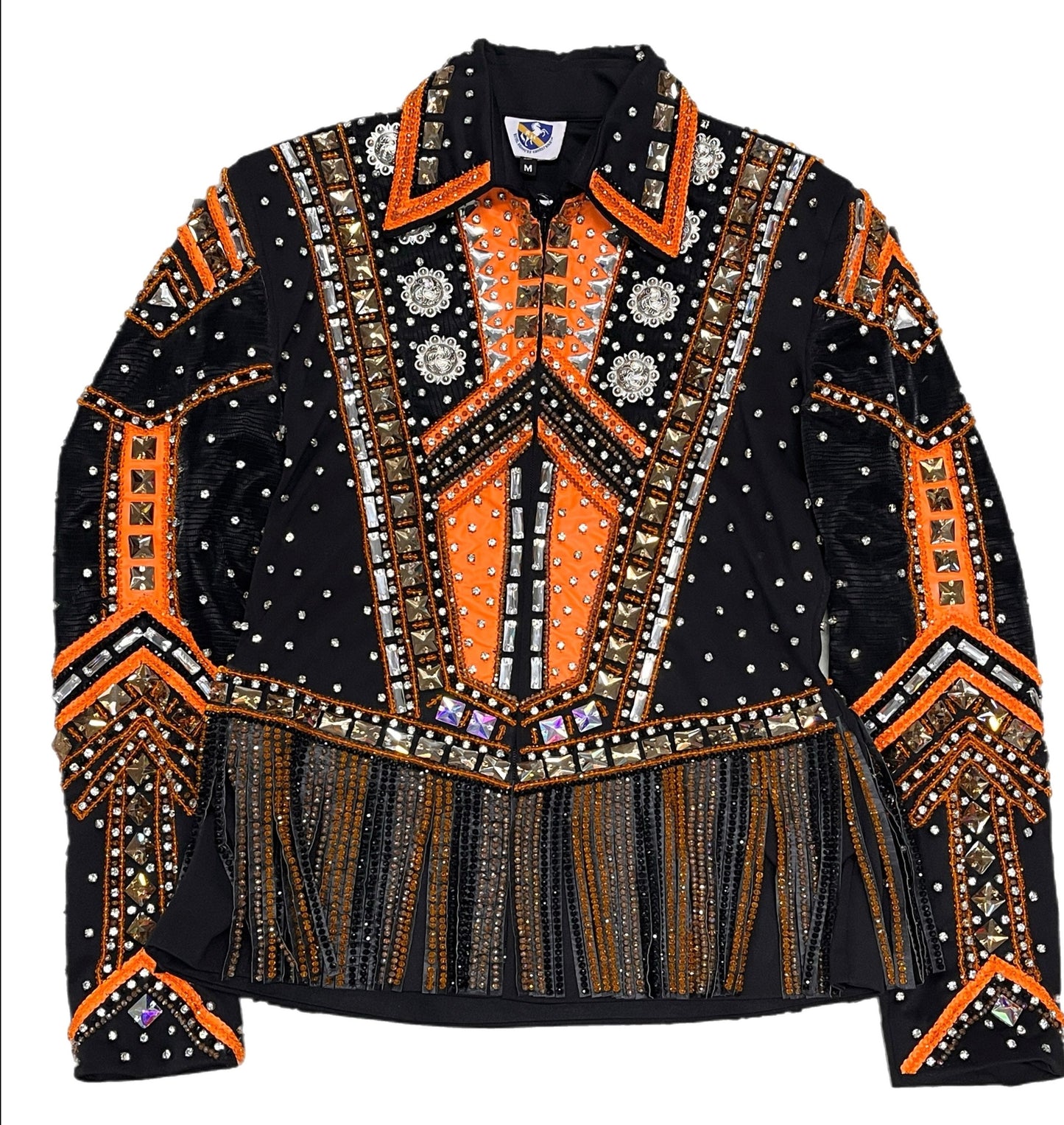 Women's Orange & White Bling Show Jacket, Size Medium
