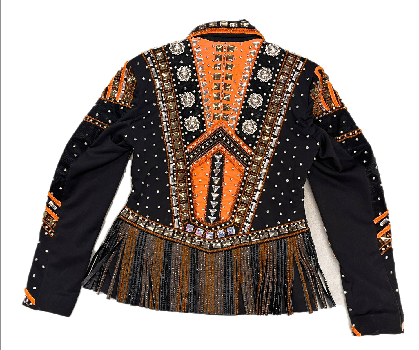 Women's Orange & White Bling Show Jacket, Size Medium