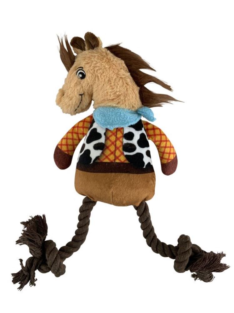 Western Rope Plush Squeaky Horse Dog Toy