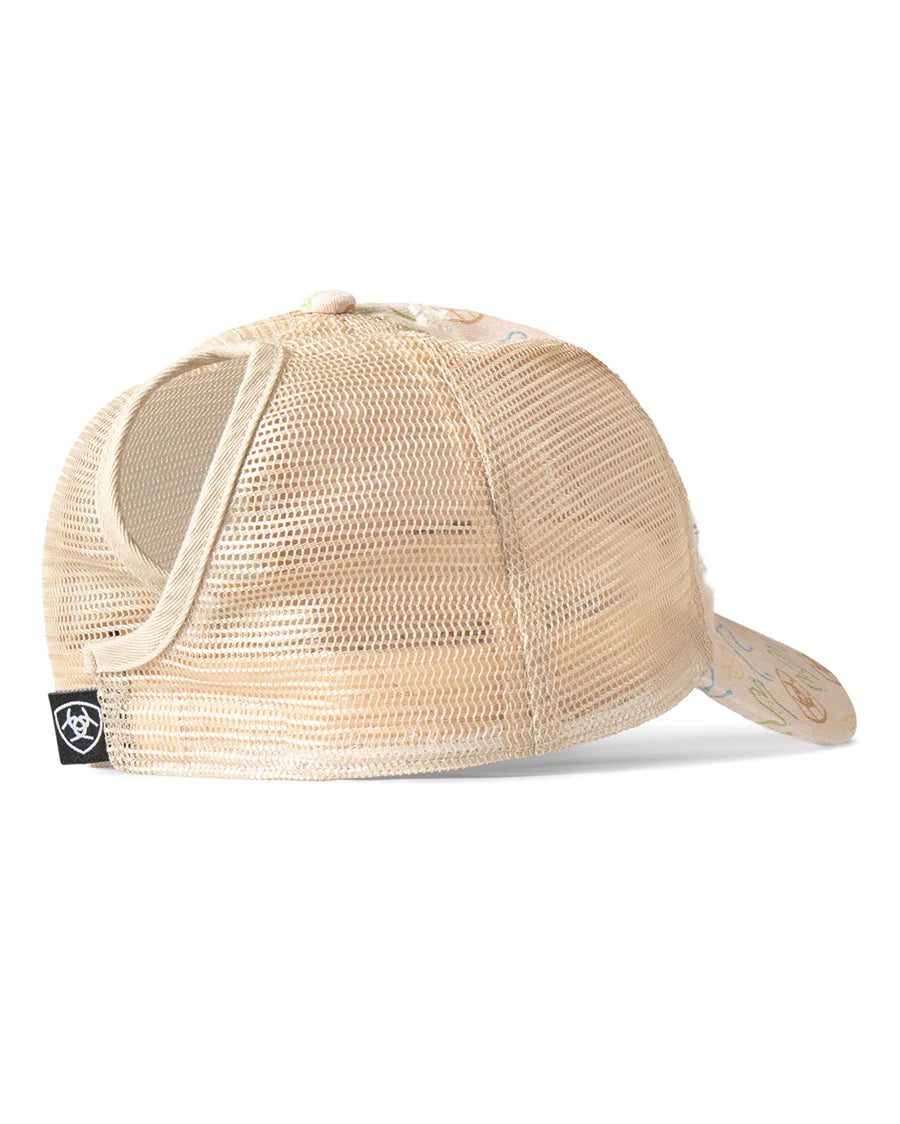 Women's Ariat Pink Western Print Hat w/ Ponyflow