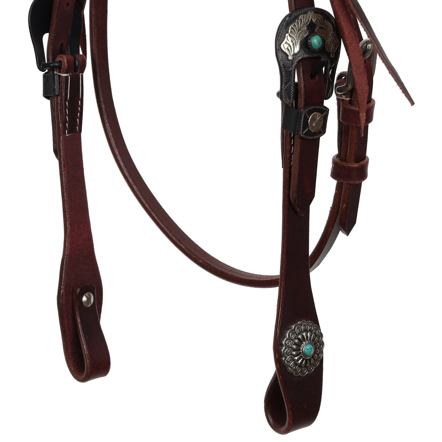 Turquoise Halo Argentina Leather Headstall - Lg Pony / Cob