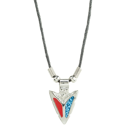 Turquoise & Coral Arrowhead Necklace