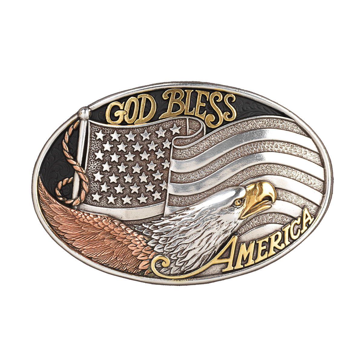 MEN'S OVAL BUCKLE AMERICAN FLAG EAGLE