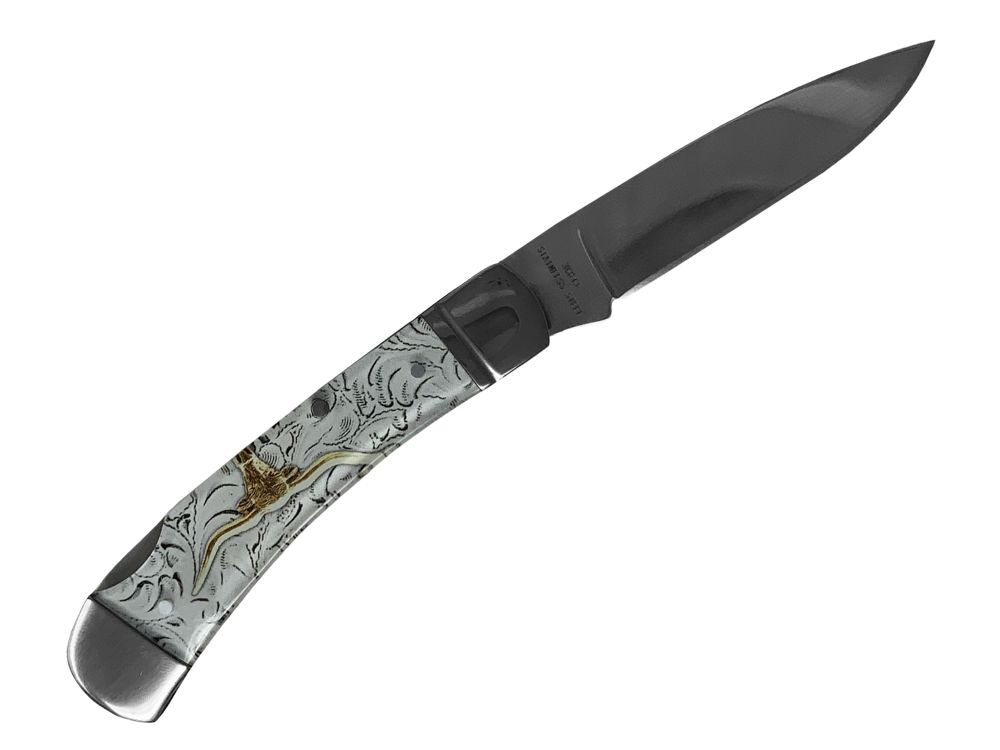 Old Ram Manual Folding Knife - Steer Head