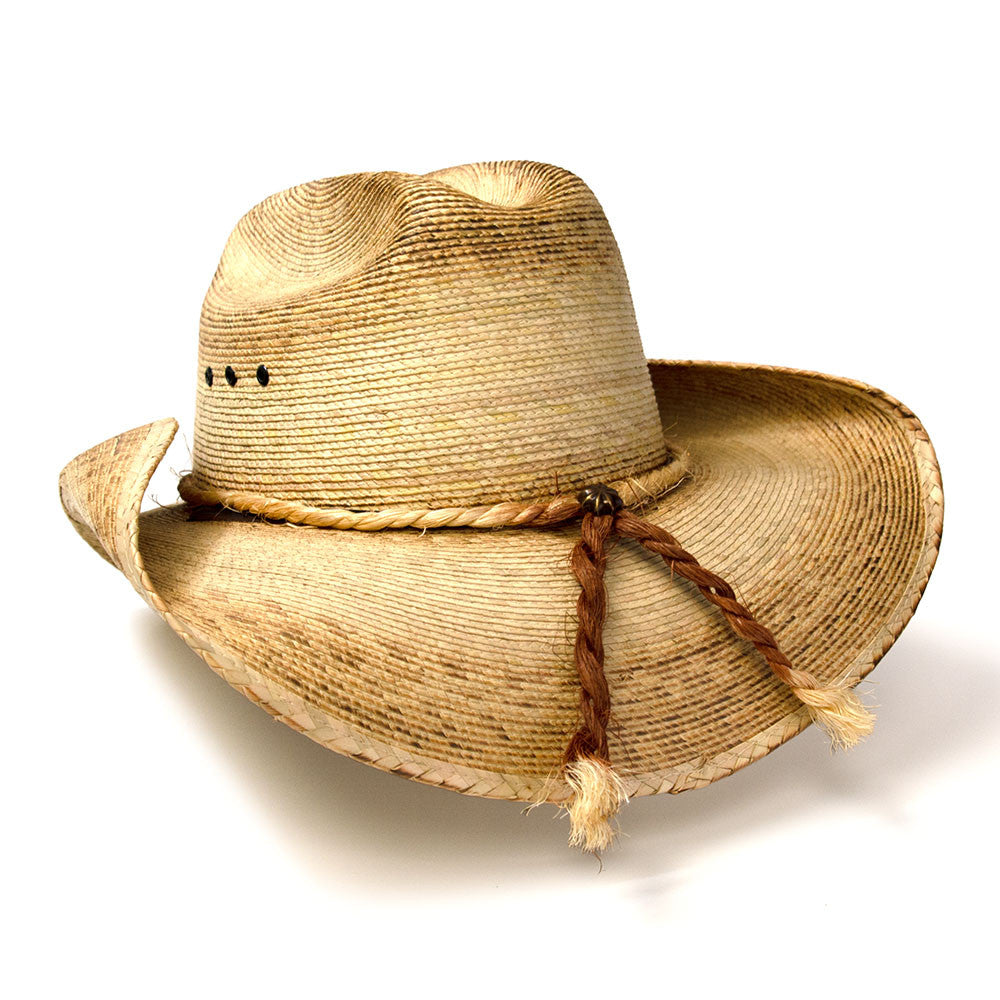 Palm Straw Western Cattleman Cowboy Hat with Stampede Strings