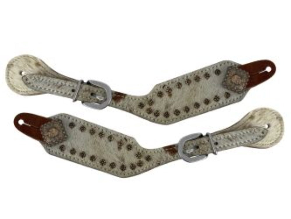 Ladies Cowhide Spur Straps w/ Indian Head Concho