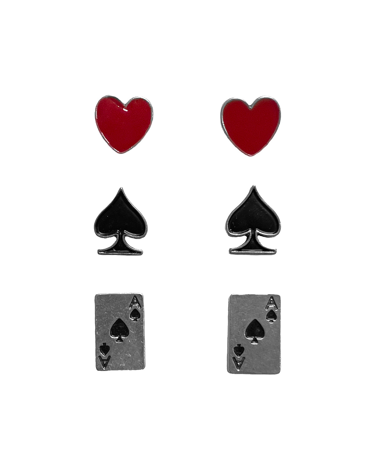 Silver Strike Ladies Earrings 3PC Card Suits Multicolor