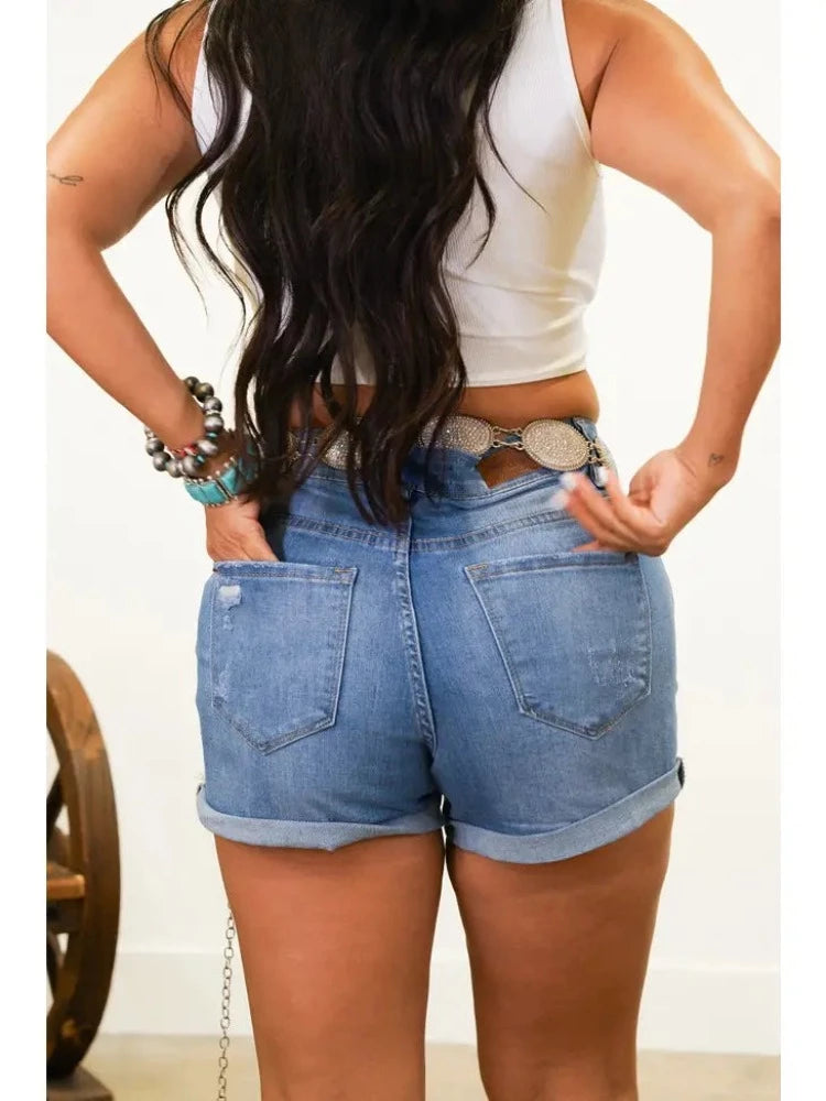Women's Denim Shorts w/ Patch inserts