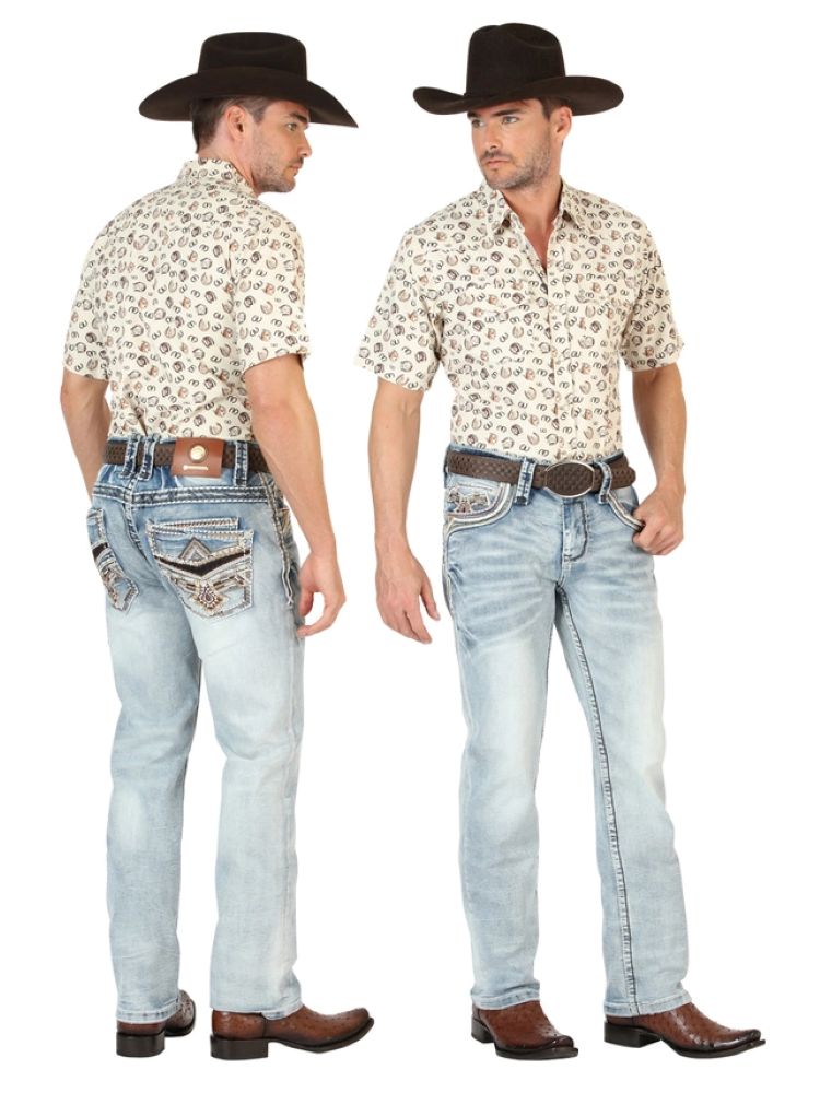 Centenario Men's Premium Denim Boot Cut Pants - Medium Blue