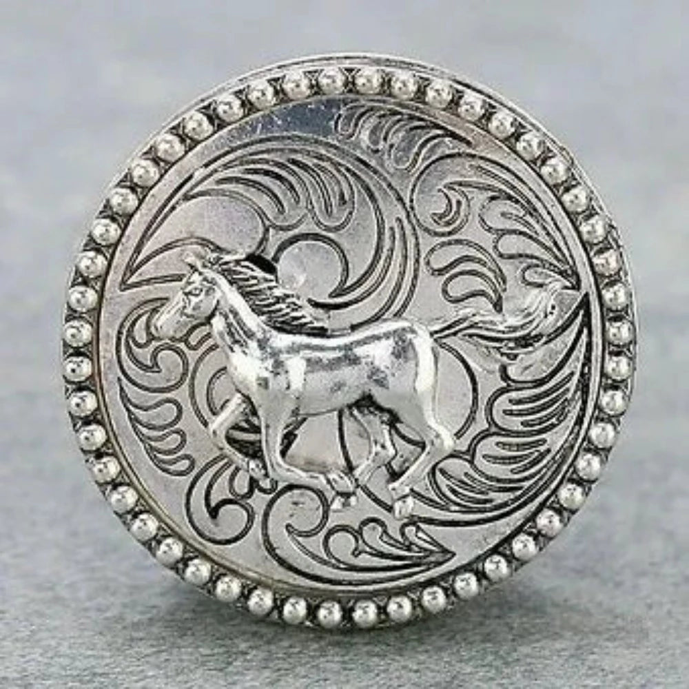 Silver Running Horse Circle Phone Grip Pop Socket