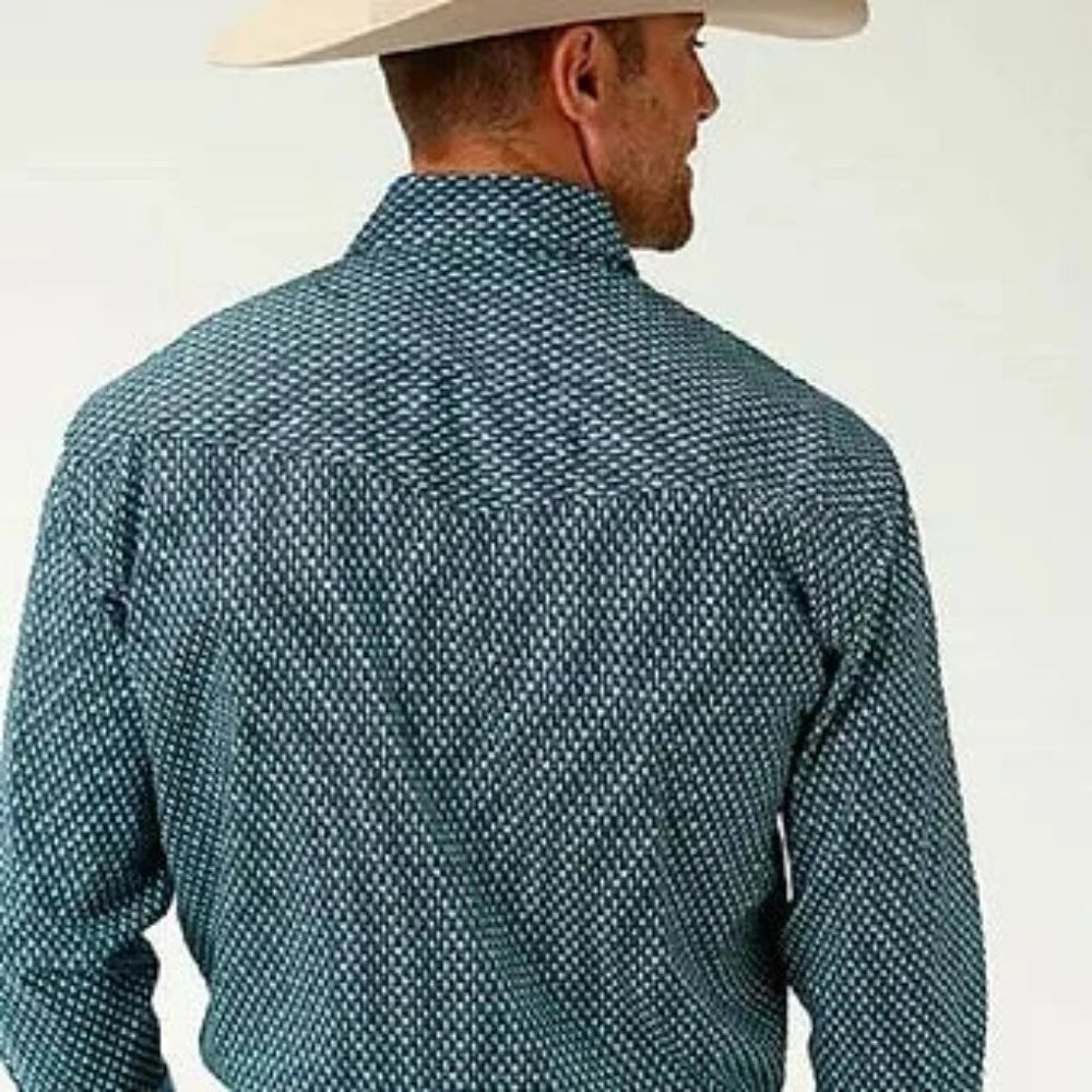 Roper Men's Turquoise Prairie Pattern Snap Up Western Shirt