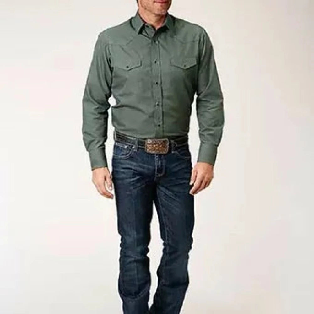 Roper Men's Gray Tone on Tone Stripe Snap Up Western Shirt