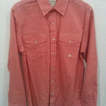 Roper Youth Boy's Orange & White Mini Checkered Western Shirt